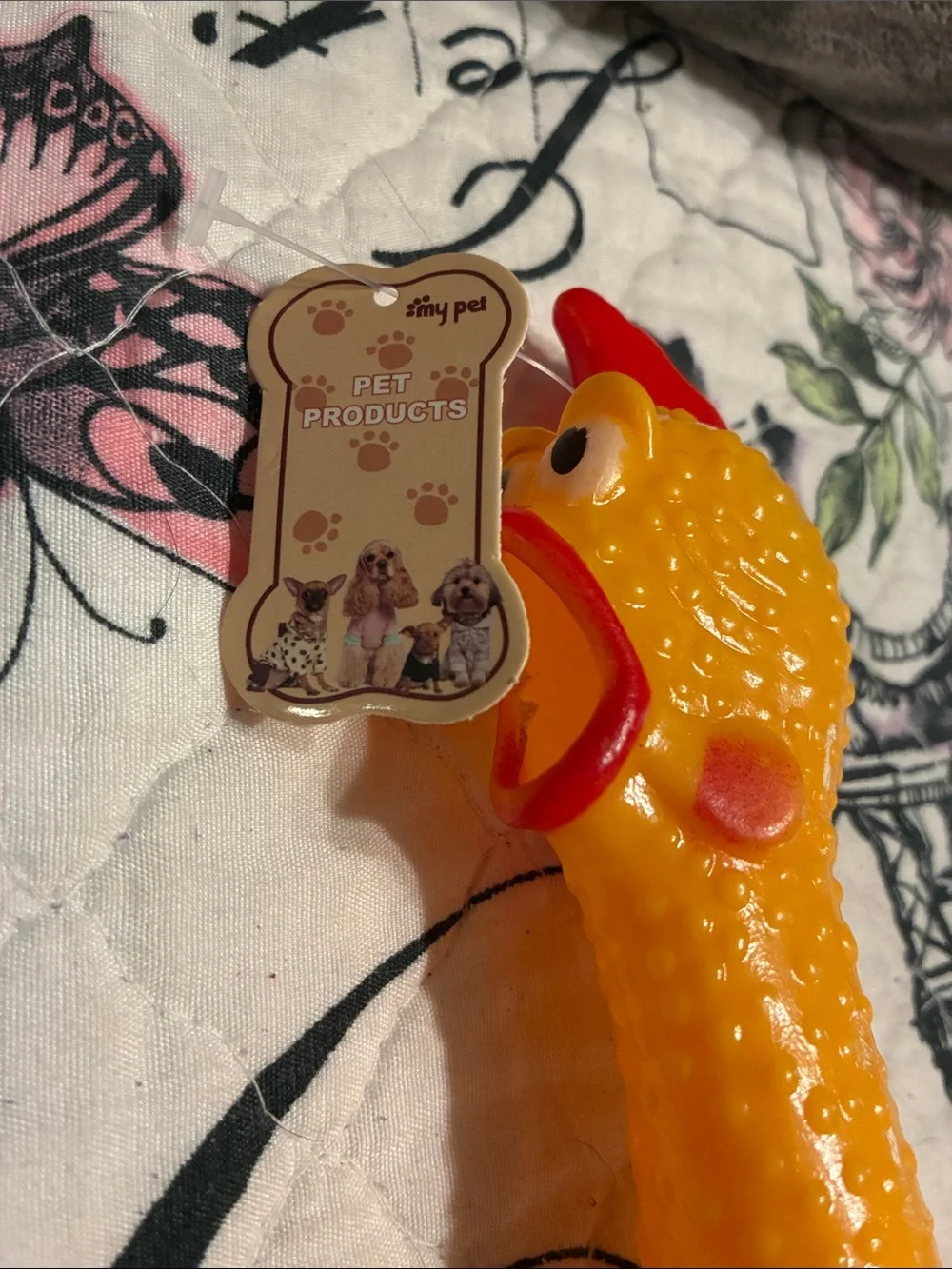 Squeaky Yellow Chicken Party Favor Toy with Red Accents